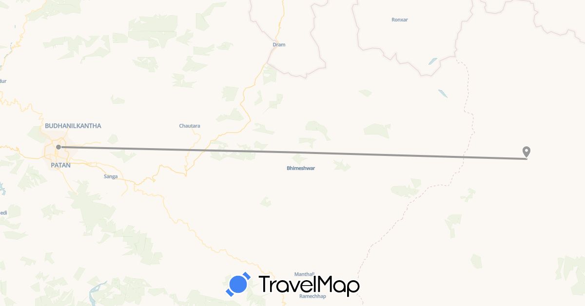 TravelMap itinerary: driving, plane in Nepal (Asia)